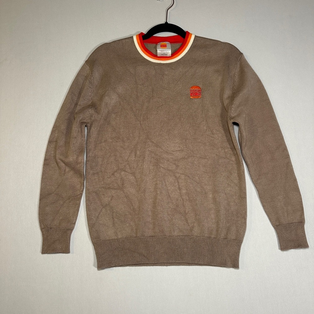 Burger King Manager Sweater S‎ Crewneck Embroidered Logo Knit Pullover Sample